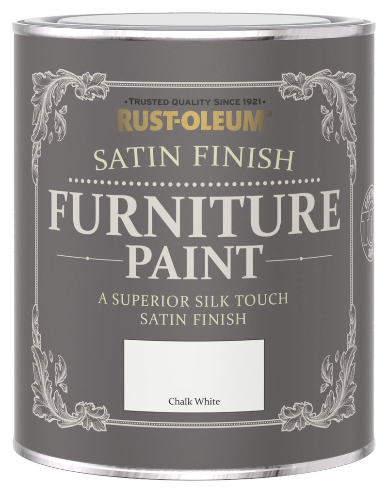 Rust-Oleum furniture satin paint Chalk White 750ml, imported from the UK