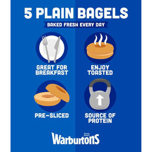 Warburtons Plain Bagels 5 per pack