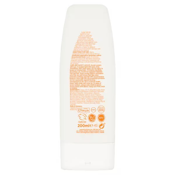 Solait Sensitive Sun Lotion SPF 30 200ml (British brand)