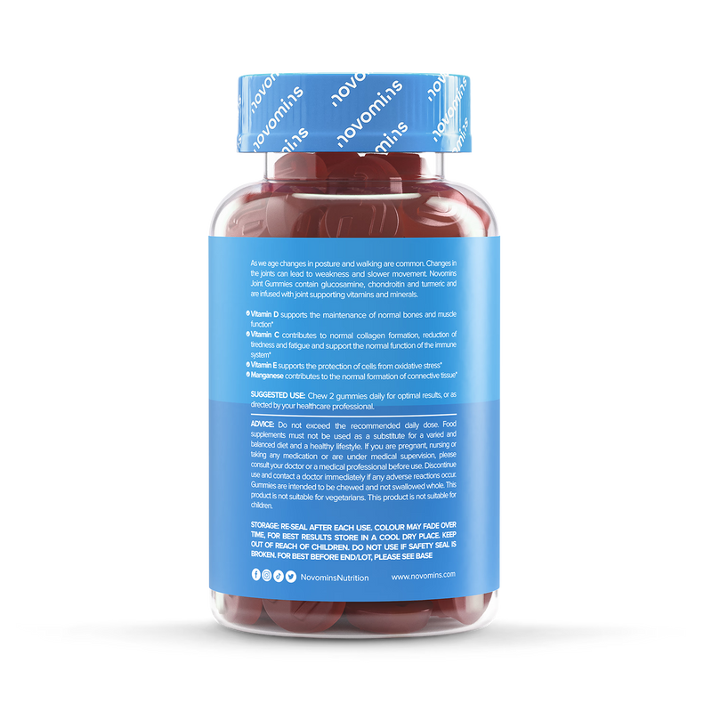 Novomins Joint Raspberry Flavoured Gummies 60 Gummies, imported from the UK