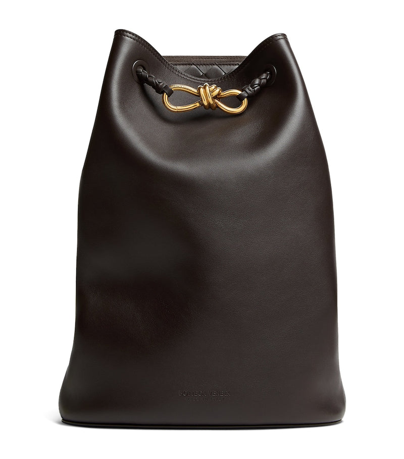 Bottega Veneta Andiamo leather backpack with gold-tone hardware (British brand)