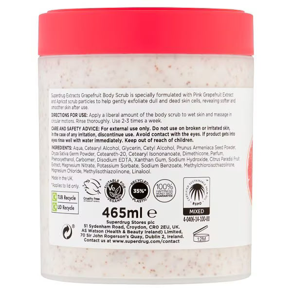 Superdrug Grapefruit Body Scrub 465ml (British brand)