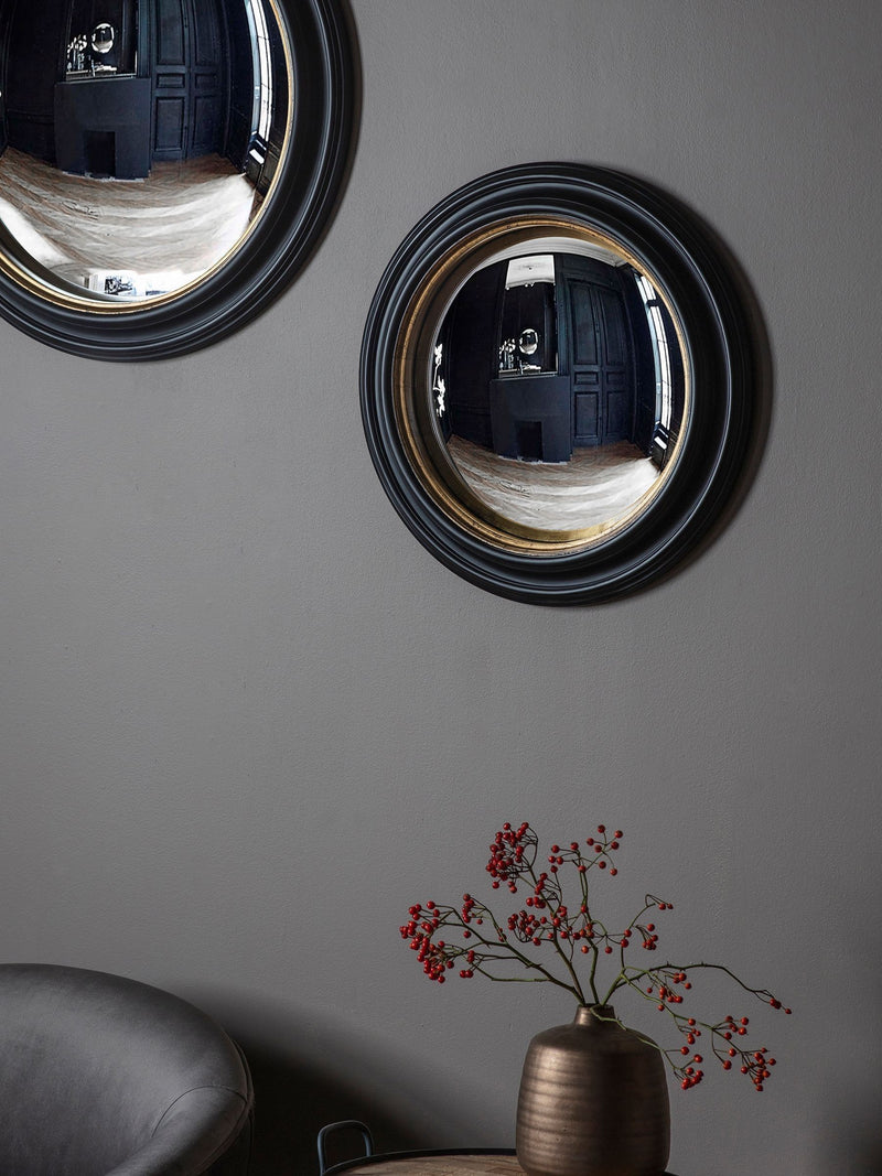 Gallery Home Bruton convex mirror black and gold 50cm - British product