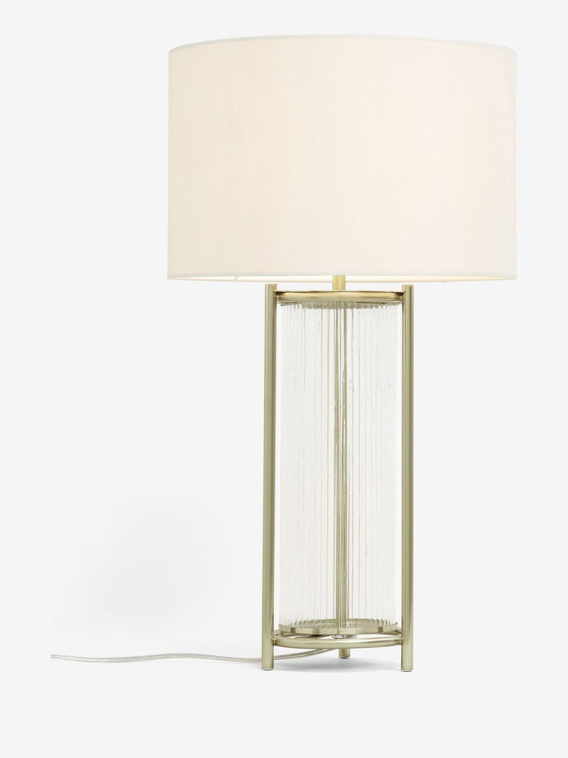 Lampe de table Hertford en laiton avec verre cannelé et abat-jour en tissu - Produit britannique