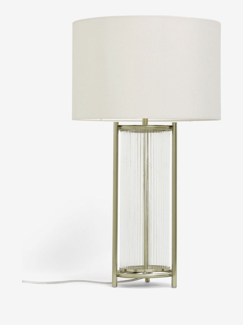 Lampe de table Hertford en laiton avec verre cannelé et abat-jour en tissu - Produit britannique