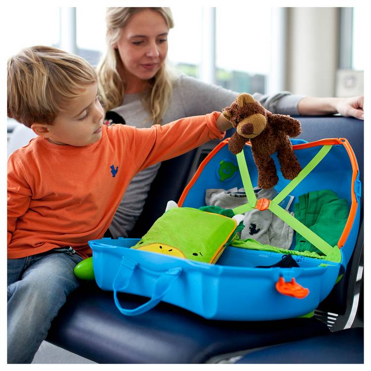 Trunki Terrance blue ride-on suitcase 18 litre, UK version