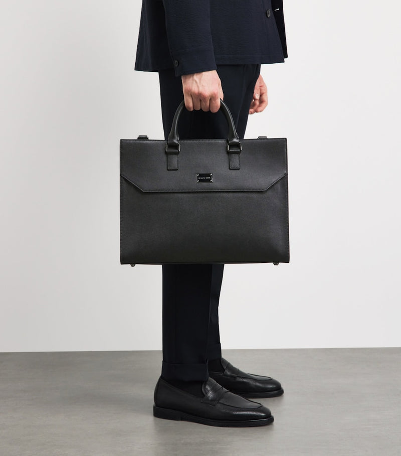 Emporio Armani logo leather briefcase, UK version