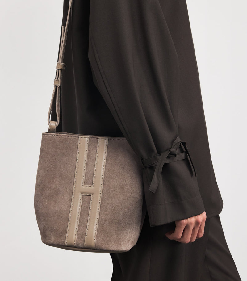 Harrods Tusting medium suede cross-body bag, UK version