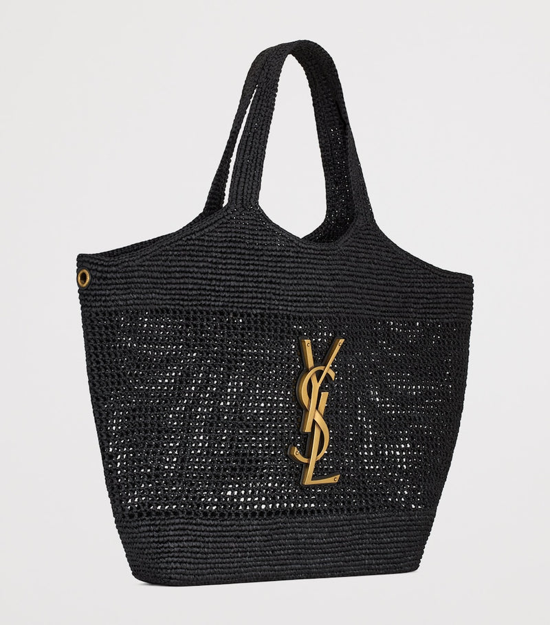 Saint Laurent Maxi Icare raffia tote bag (British brand)