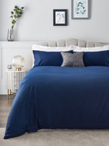 Next Navy Collection Luxe 300 Thread Count Cotton Sateen Satin Stitch Luxury Duvet Cover And Pillowcase Set- Buy online at McGrocer