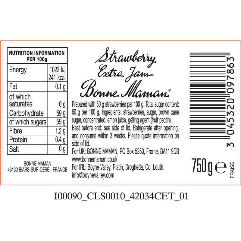 Bonne Maman strawberry conserve 750g - British product