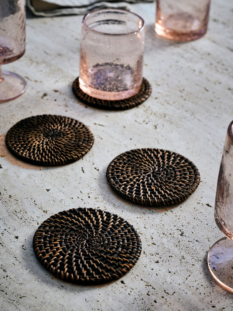 French Connection black rattan coasters set of 4 - British product