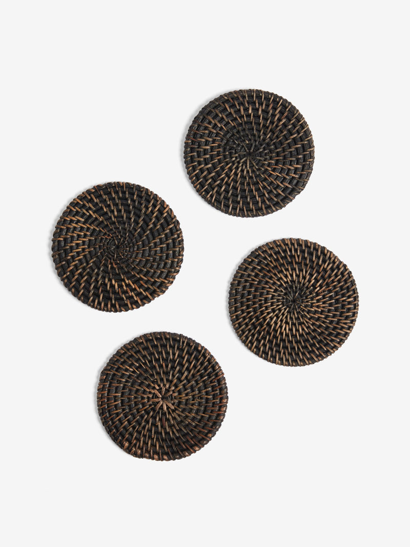 French Connection black rattan coasters set of 4 - British product