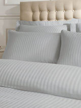 Next Catherine Lansfield Grey Satin Stripe 100% Cotton Pillowcases Set of 2 50x75cm- Buy online at McGrocer