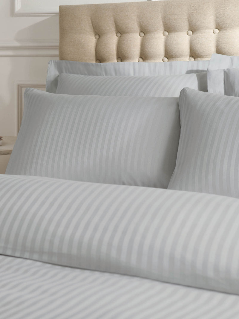 Catherine Lansfield grey satin stripe pillowcases set of 2, UK version