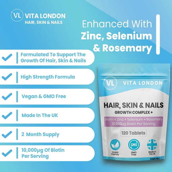 Vita London biotin supplement 10,000ug 120 tablets, UK version