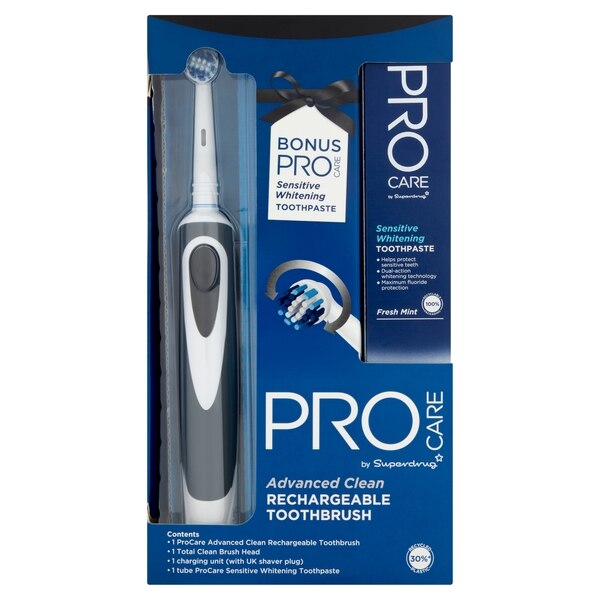 Superdrug Procare Rechargeable Electric Toothbrush Set Black GOODS Superdrug