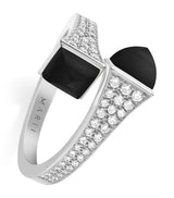 Harrods Marli New York Midi White Gold Diamond and Black Onyx Cleo Ring- Buy online at McGrocer