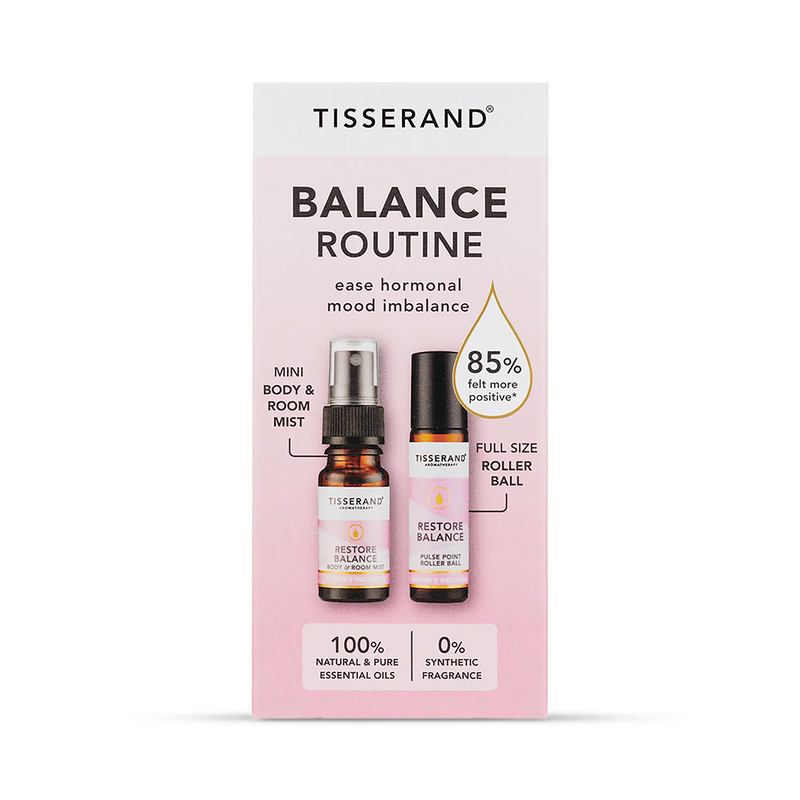 Tisserand Restore Balance Routine Kit roller ball and mist - British product