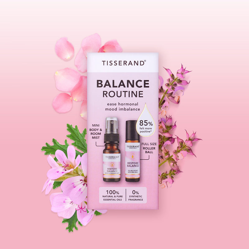 Tisserand Restore Balance Routine Kit roller ball and mist - British product