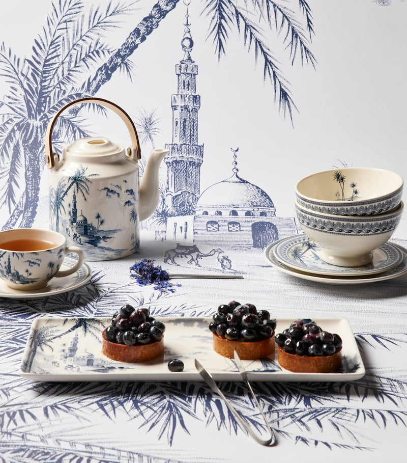 Gien ceramic platter 15.5cm x 36cm blue-and-white transferware (British brand)