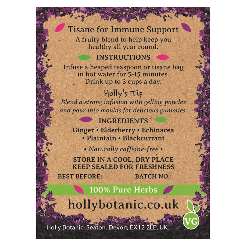 Holly Botanic Immune Tisane Blackcurrant and Elderberry 30 tea bags (British brand)