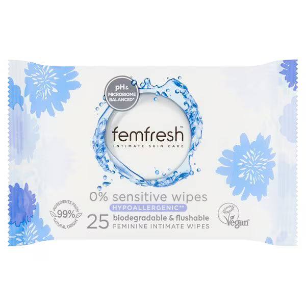 Femfresh 0% Sensitive Feminine Intimate Wipes 25 count - British product