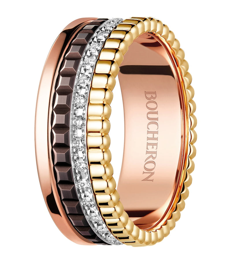 Boucheron Quatre Classique ring 18k gold with diamonds, imported from the UK