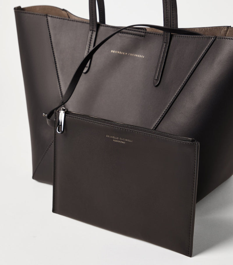 Brunello Cucinelli small calfskin BC Duo tote bag - British product