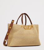Valentino Garavani straw tote bag VLogo Signature medium, UK version