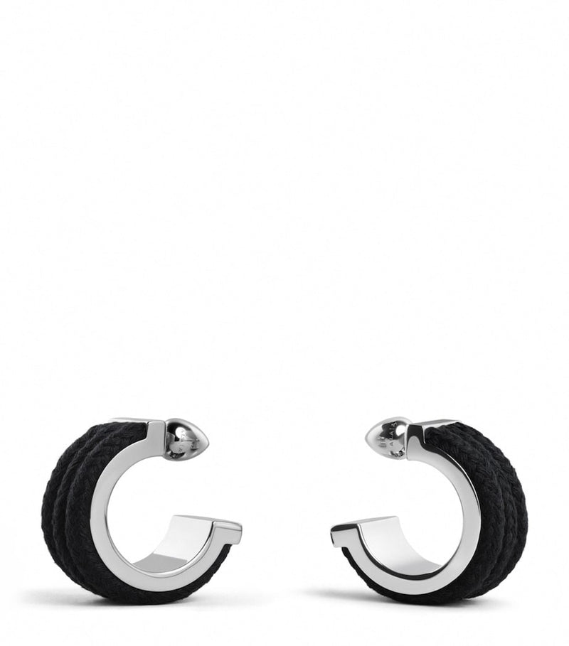 Alaïa hoop earrings with hand-wrapped cords, UK version