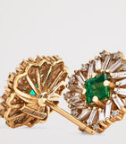 Suzanne Kalan flower stud earrings yellow gold diamond emerald - British product