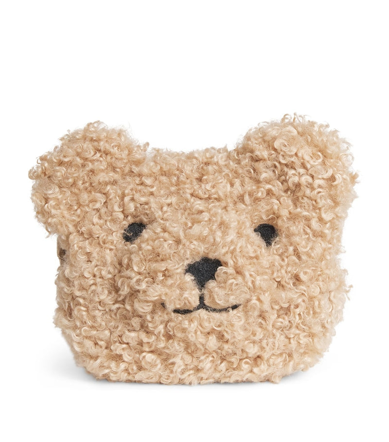 Harrods teddy coin purse with recycled polyester fur, UK version