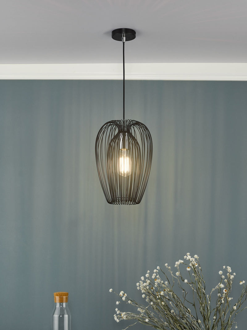 Dar Lighting Ero black ceiling light pendant, imported from the UK