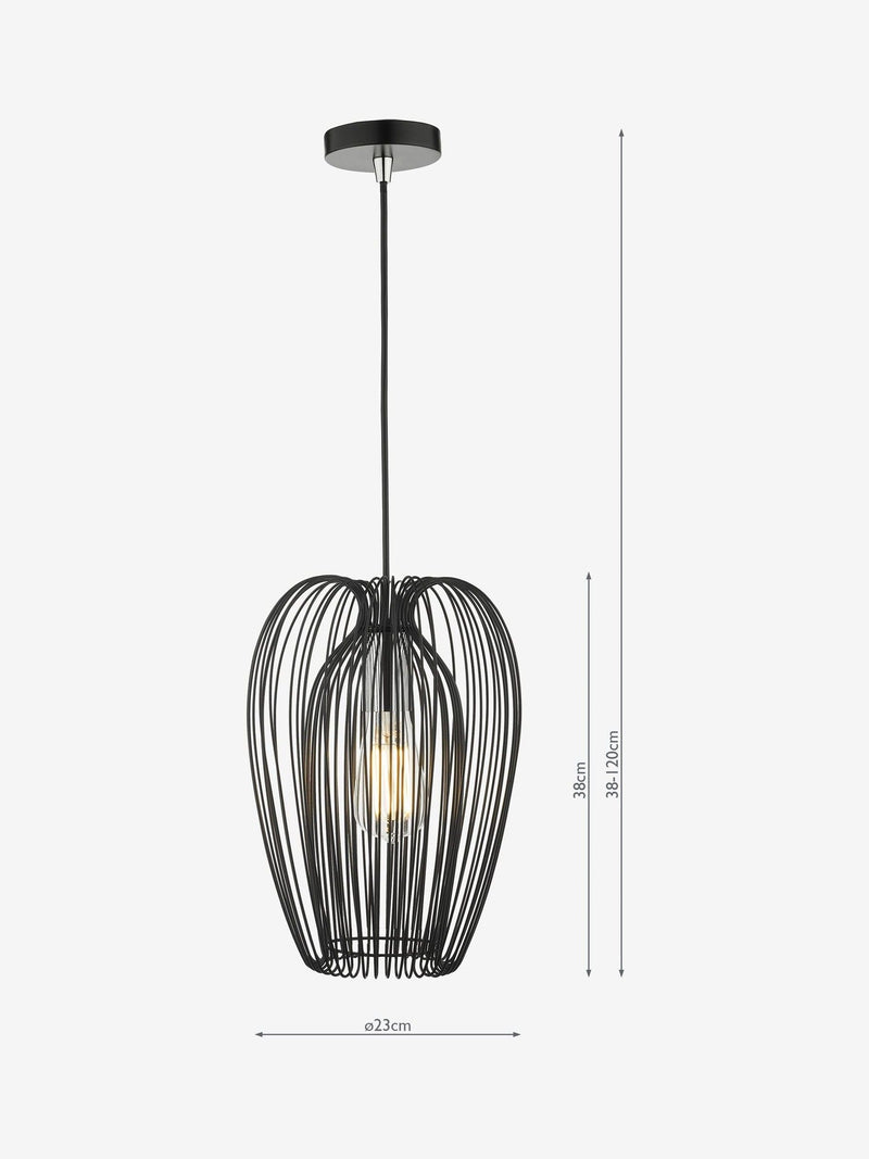 Dar Lighting Ero black ceiling light pendant, imported from the UK