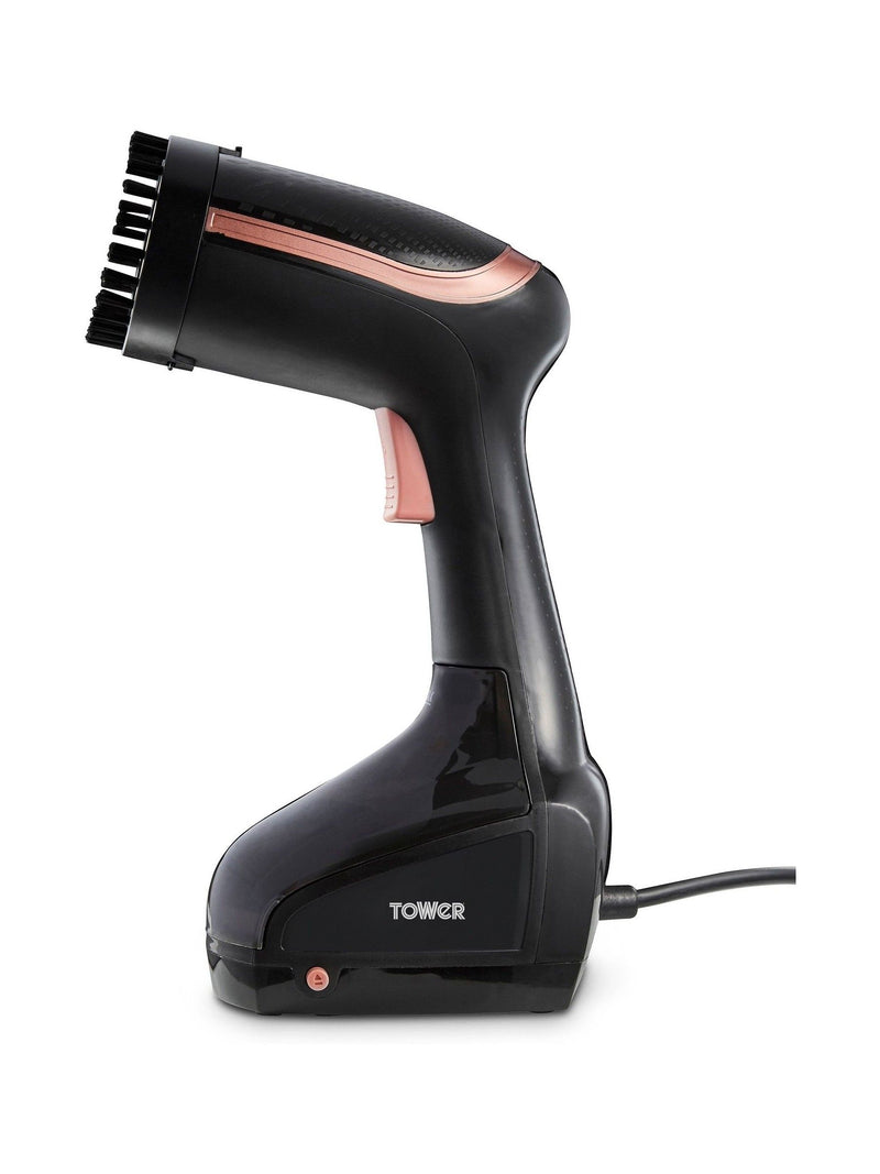Tower black garment steamer with ceramic soleplate, UK version