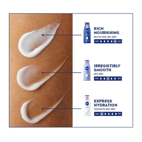 NIVEA Body Lotion Irresistibly Smooth Dry Skin 250ml, imported from the UK
