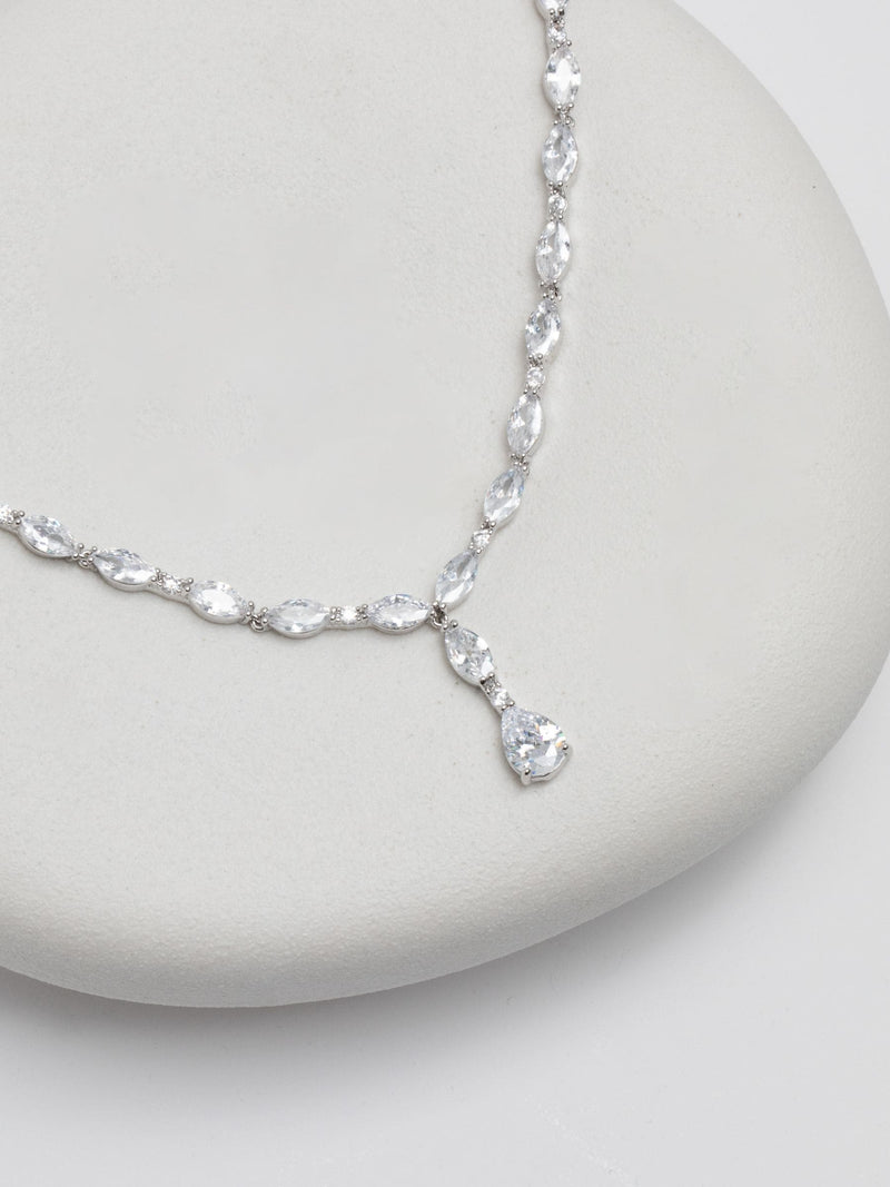 Jon Richard silver plated cubic zirconia necklace 16 inch - British product