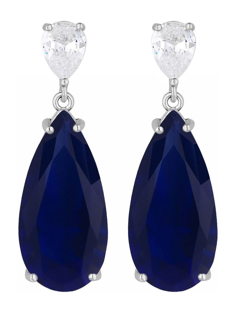 Jon Richard blue peardrop cubic zirconia earrings (British brand)