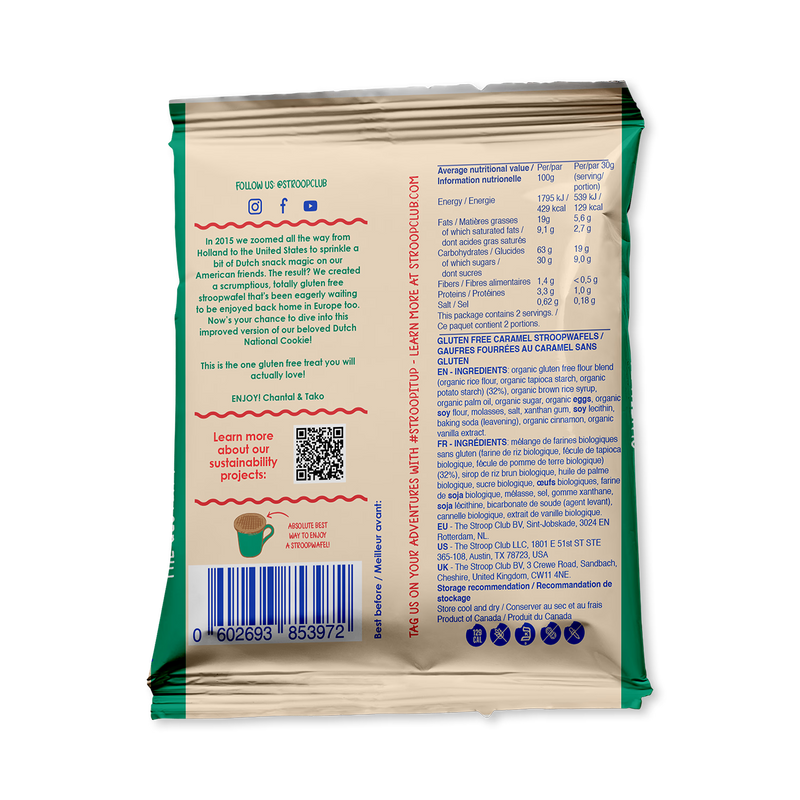 Organic gluten free stroopwafels 2-pack, UK version