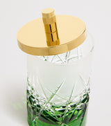 Harrods Ivy Green Crystal Cotton Wool Jar with Gold-Plated Lid 13cm- Buy online at McGrocer