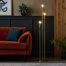 Habitat exposed bulb 3 light brass floor lamp, UK version