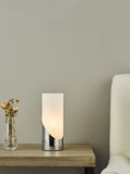 Dar Lighting Faris touch table lamp in silver, 25cm height - (British brand)