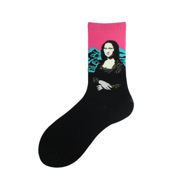 Cozy Noxxiez Soxxiez Mona Lisa print socks, UK version