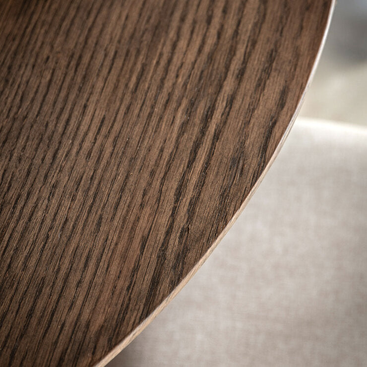 Gallery Round Dining Table Smoked Brown Finish Seats 4, UK version