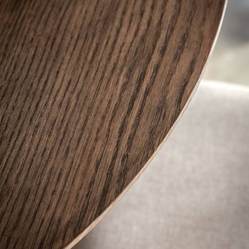 Gallery Round Dining Table Smoked Brown Finish Seats 4, UK version
