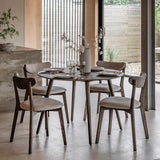 Gallery Round Dining Table Smoked Brown Finish Seats 4, UK version