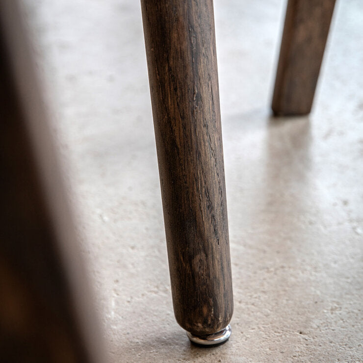 Gallery Round Dining Table Smoked Brown Finish Seats 4, UK version