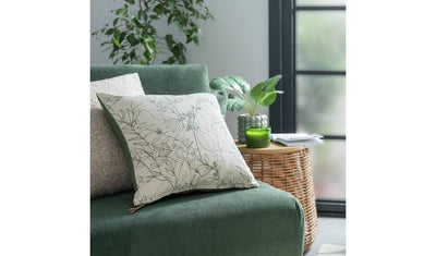 Argos Habitat Floral Print Cushion White & Green 43x43cm- Buy online at McGrocer