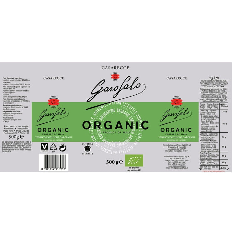 Garofalo Organic Pasta Variety Pack 6 x 500g, UK version